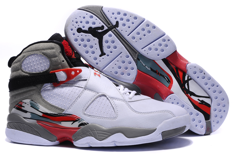 Air Jordan 8 Chaussures, Chaussures Air Jordan 8 Retro Homme Blanc Gris Noir Rouge,logo air jordan ,Retour